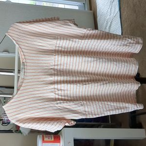 Peach and white striped Anthropologie tee